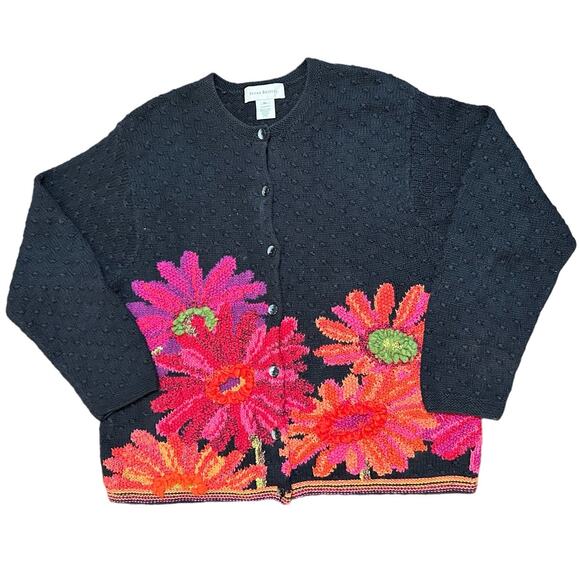 Susan Bristol Sweaters - Vintage Susan Bristol Thick Heavy Cottagecore Grannycore Floral 3D Knit Sweater
